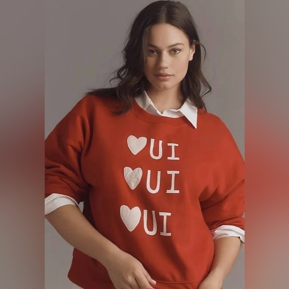 Maeve Rebecca Mayfield Red Heart Sweatshirt Size Small - Picture 1 of 3